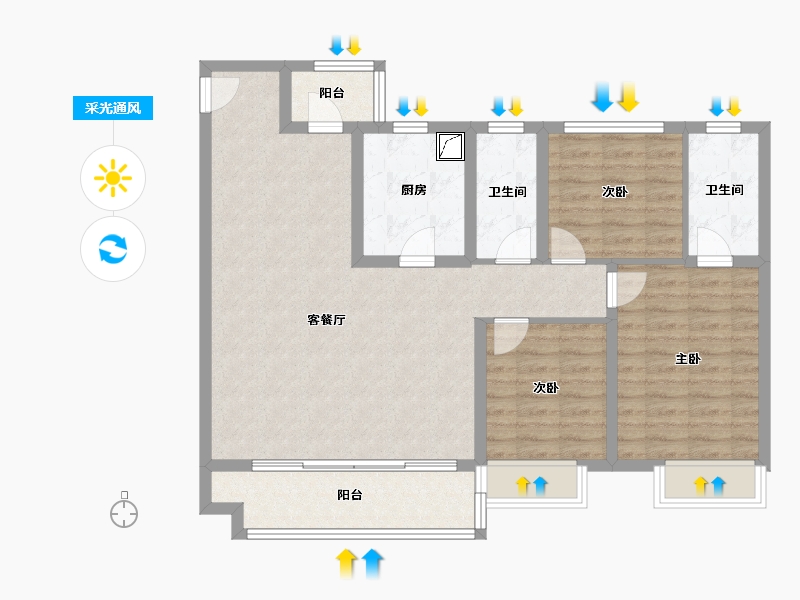 河南省-开封市-雅居乐-115.00-户型库-采光通风