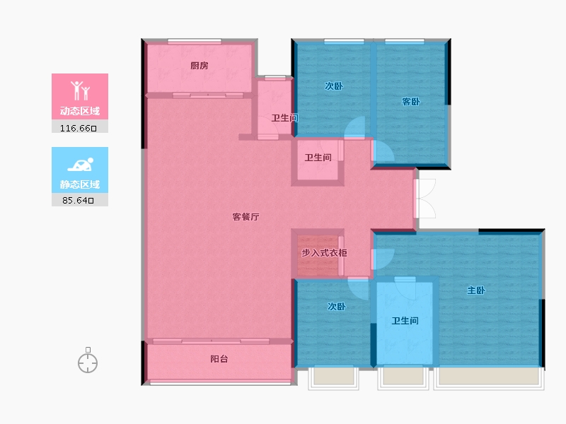 河北省-石家庄市-西安碧桂园云顶-184.01-户型库-动静分区