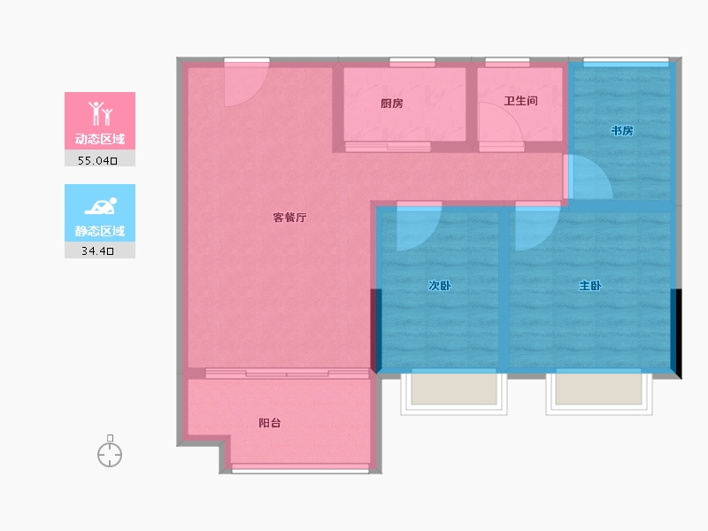 江苏省-南通市-欣鹏=锦茗雅居.-80.01-户型库-动静分区