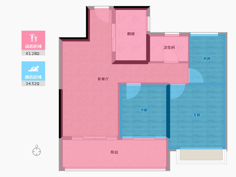 江苏省-南通市-银洲蝶湖中心悦府-86.41-户型库-动静分区