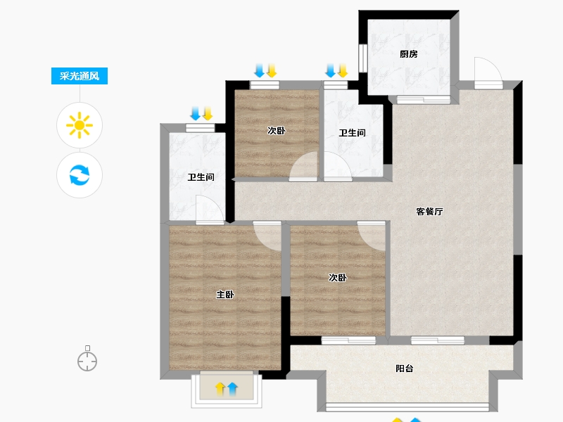 江苏省-苏州市-建发春江泊月-82.00-户型库-采光通风