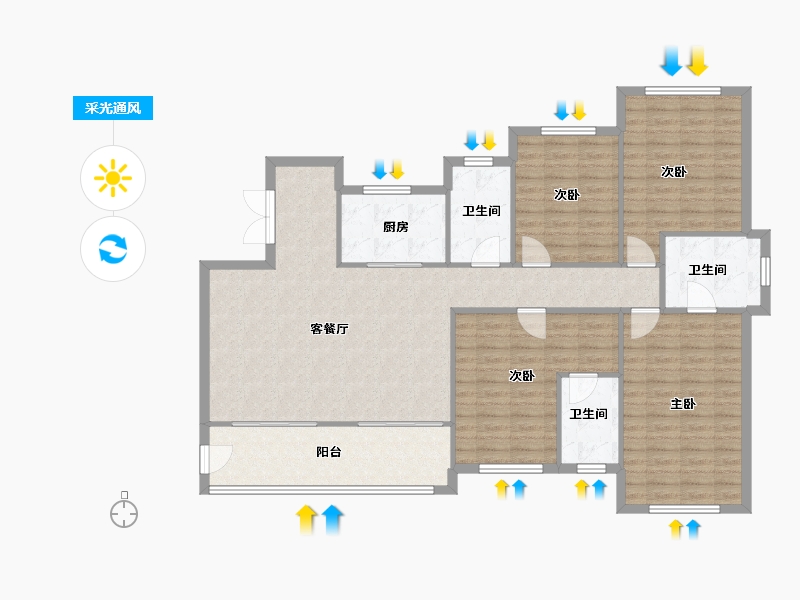 福建省-福州市-名城紫金轩-132.95-户型库-采光通风