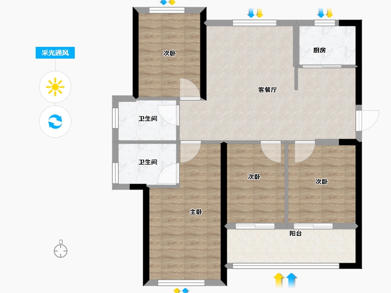 福建省-福州市-滨江时代-90.00-户型库-采光通风