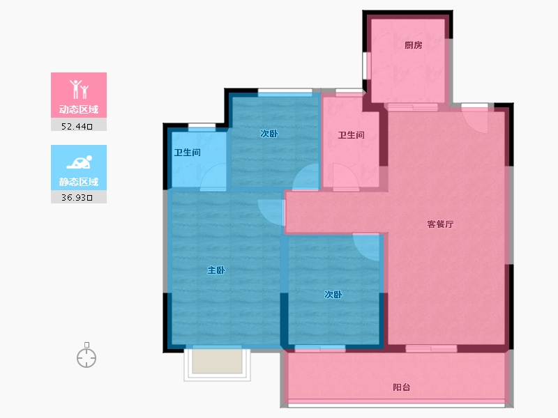 江苏省-苏州市-德信望澜庭-80.00-户型库-动静分区