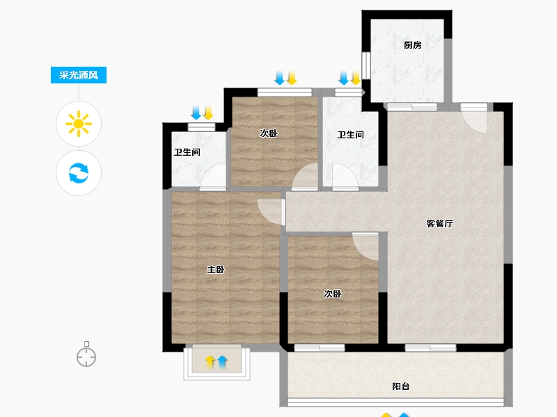 江苏省-苏州市-德信望澜庭-80.00-户型库-采光通风