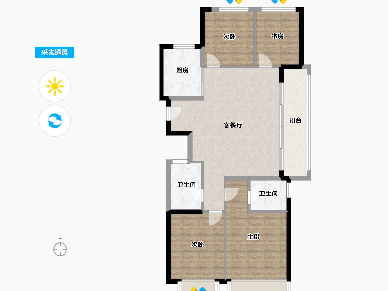 浙江省-金华市-滨江建杭上品-104.77-户型库-采光通风