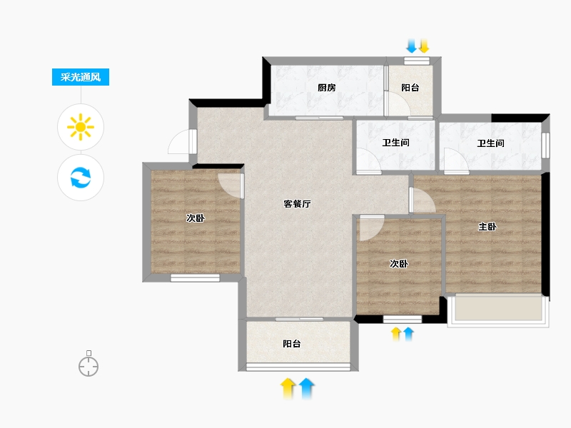 四川省-成都市-枫丹新悦-78.25-户型库-采光通风