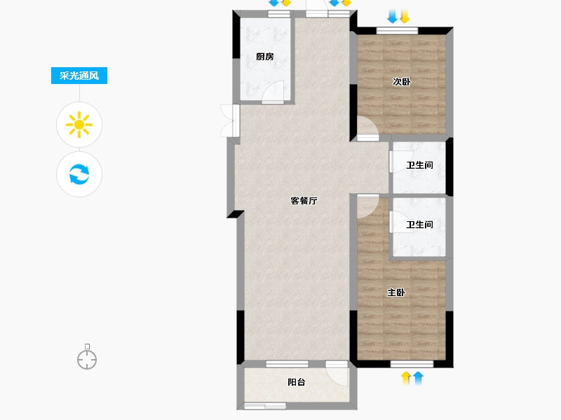 辽宁省-沈阳市-城建北宸府-88.07-户型库-采光通风