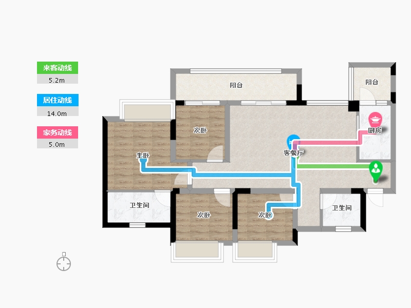 重庆-重庆市-北京城建龙樾生态城-91.04-户型库-动静线