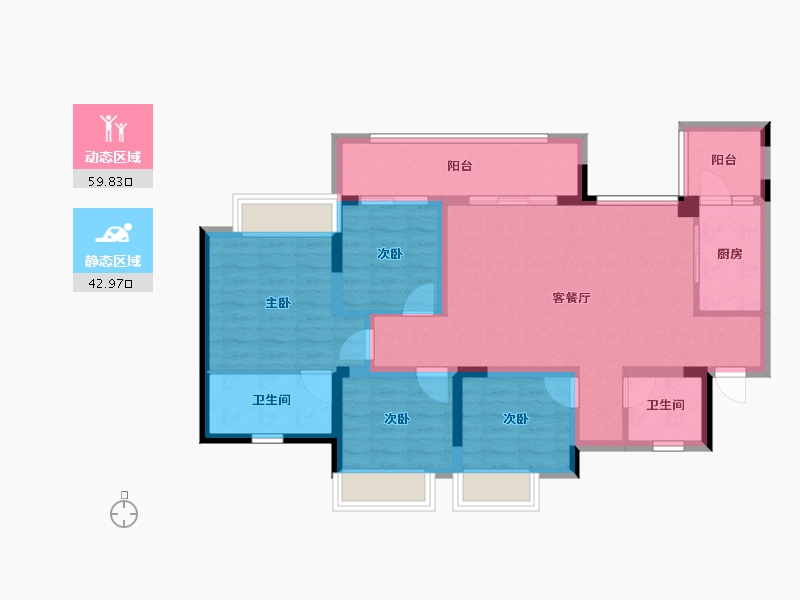 重庆-重庆市-北京城建龙樾生态城-91.04-户型库-动静分区