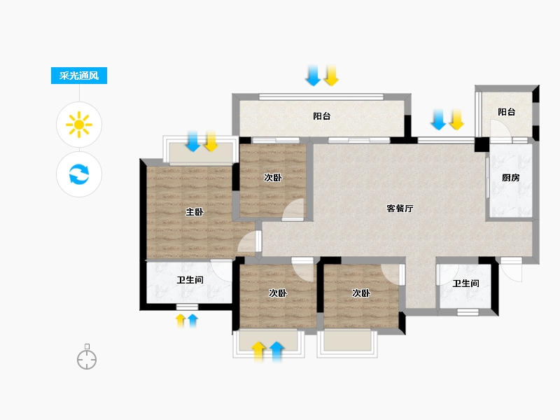 重庆-重庆市-北京城建龙樾生态城-91.04-户型库-采光通风