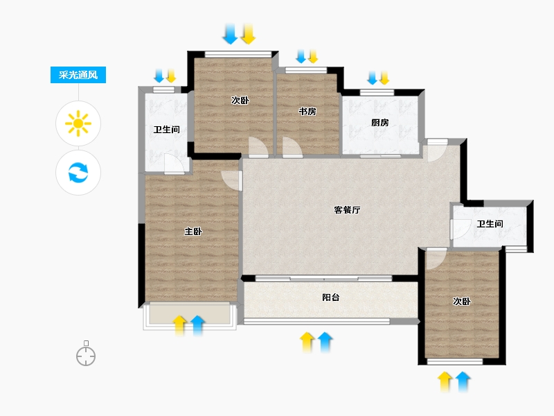 浙江省-金华市-滨江建杭上品-113.77-户型库-采光通风