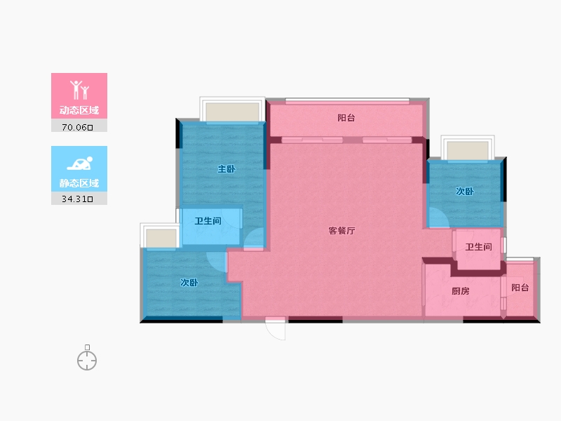 重庆-重庆市-北京城建龙樾生态城-94.05-户型库-动静分区