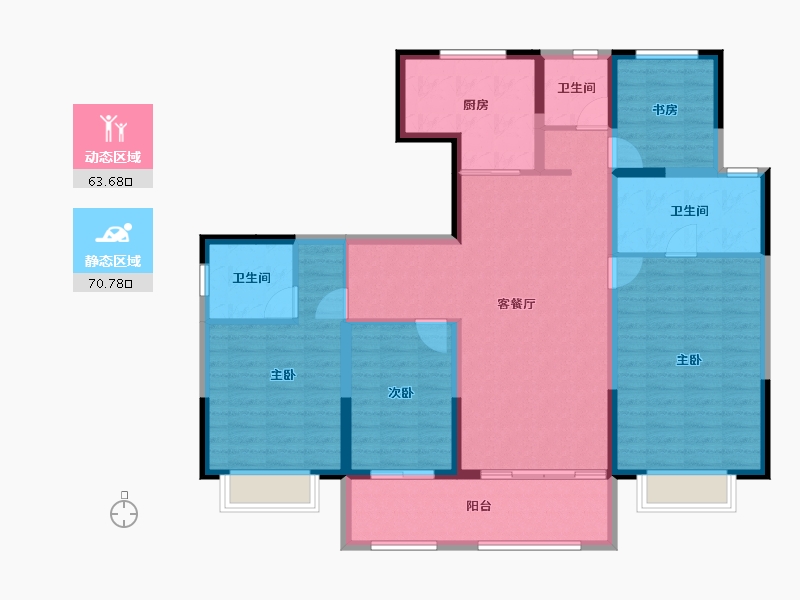 浙江省-宁波市-东部江山万里-120.73-户型库-动静分区