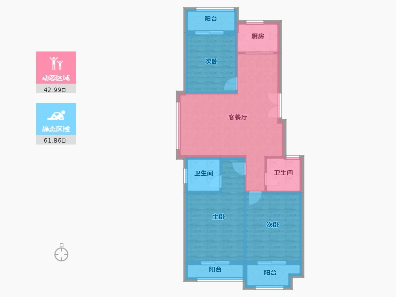 浙江省-金华市-龙祈新居-94.85-户型库-动静分区