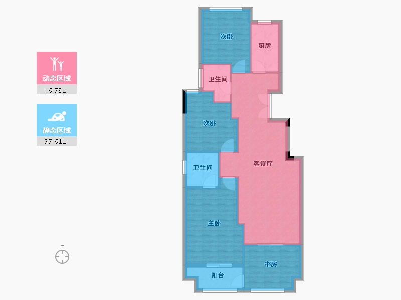 浙江省-金华市-龙祈新居-95.03-户型库-动静分区