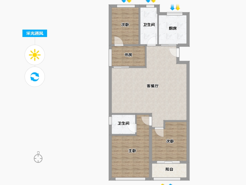 浙江省-金华市-联利海悦海玥萃鸣-91.77-户型库-采光通风