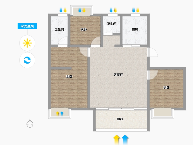 江苏省-南通市-欣鹏=锦茗雅居.-104.81-户型库-采光通风