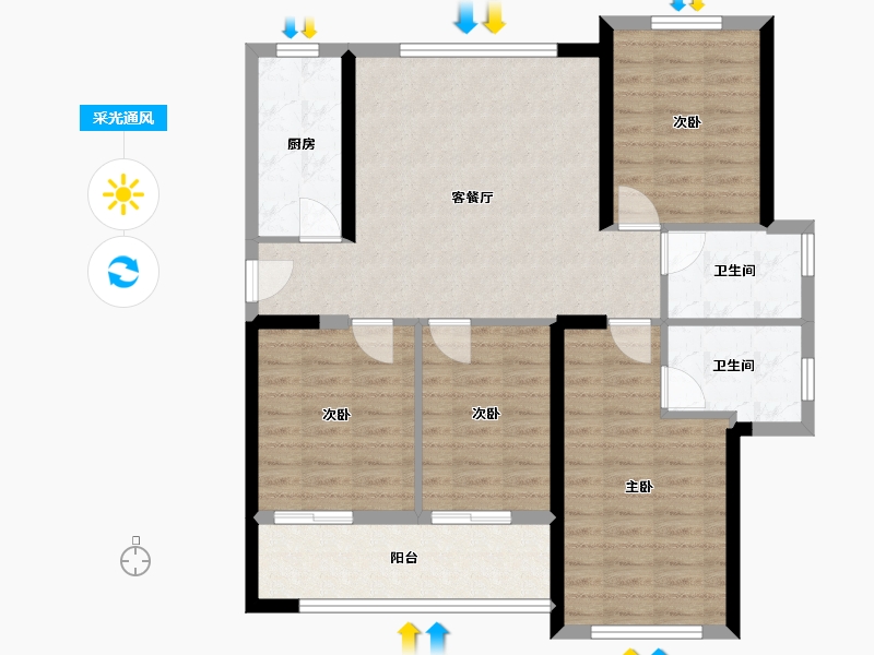 福建省-福州市-滨江时代-96.99-户型库-采光通风