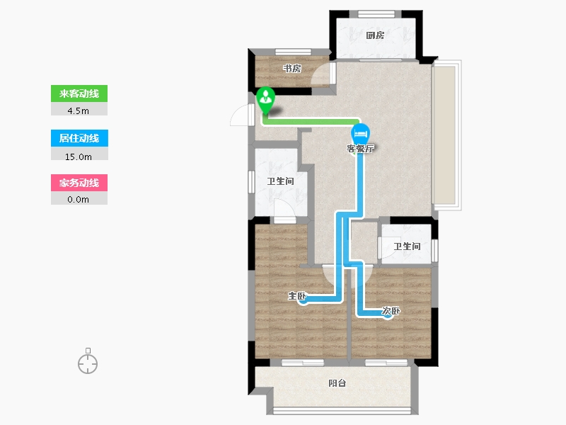 浙江省-绍兴市-宋都广宇锦洲府-76.00-户型库-动静线