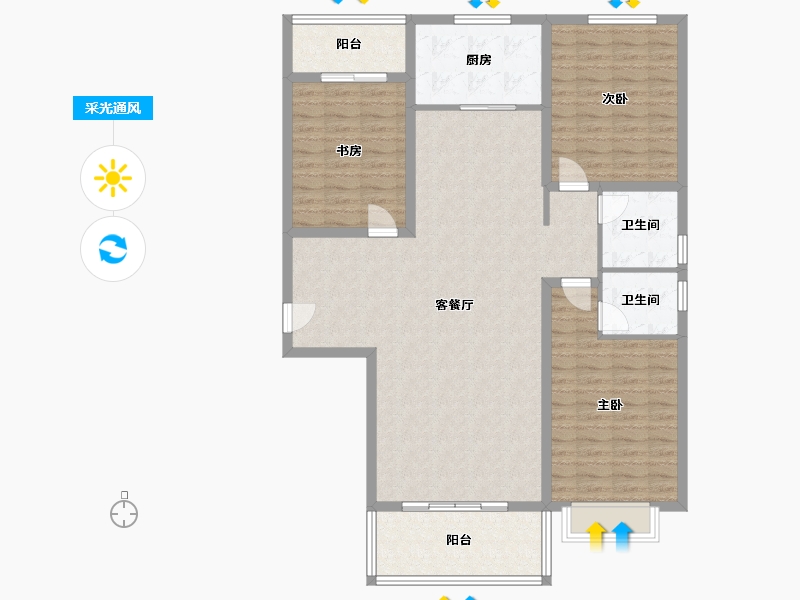 河南省-三门峡市-依琳花园-128.00-户型库-采光通风