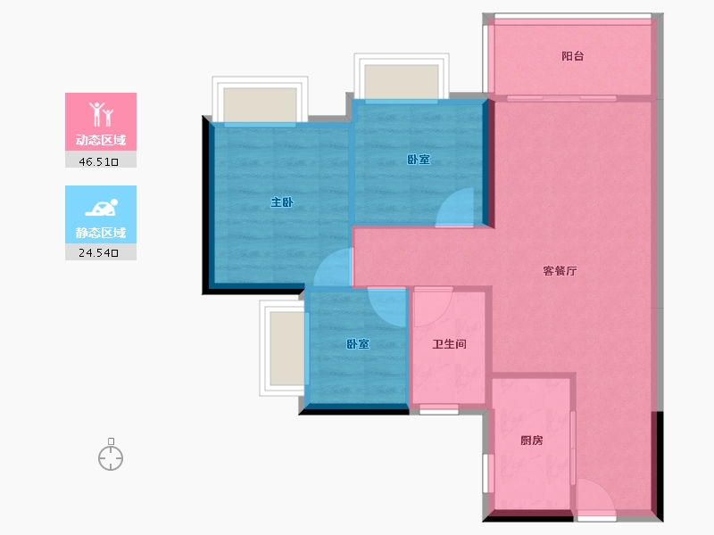 广东省-广州市-​时代云来广州-64.00-户型库-动静分区