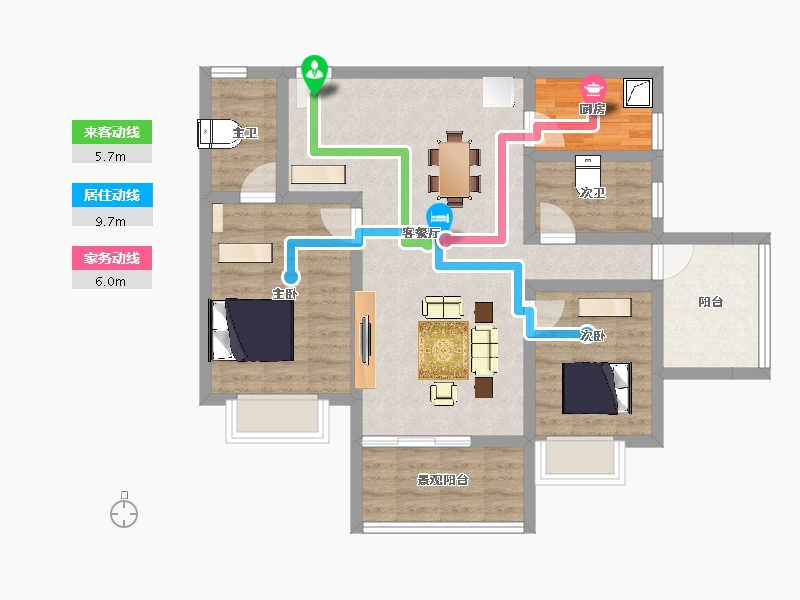 广西壮族自治区-南宁市-旭辉五象臻悦-80.30-户型库-动静线