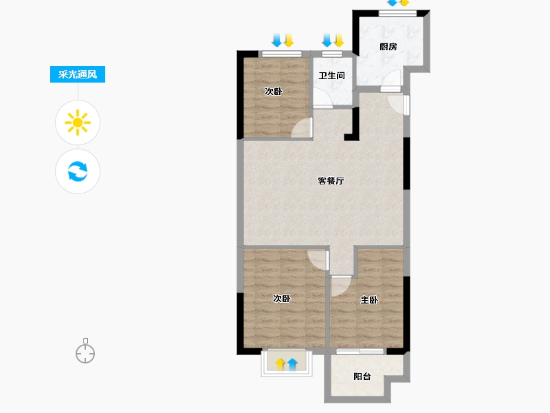 浙江省-宁波市-北辰香麓湾-72.00-户型库-采光通风