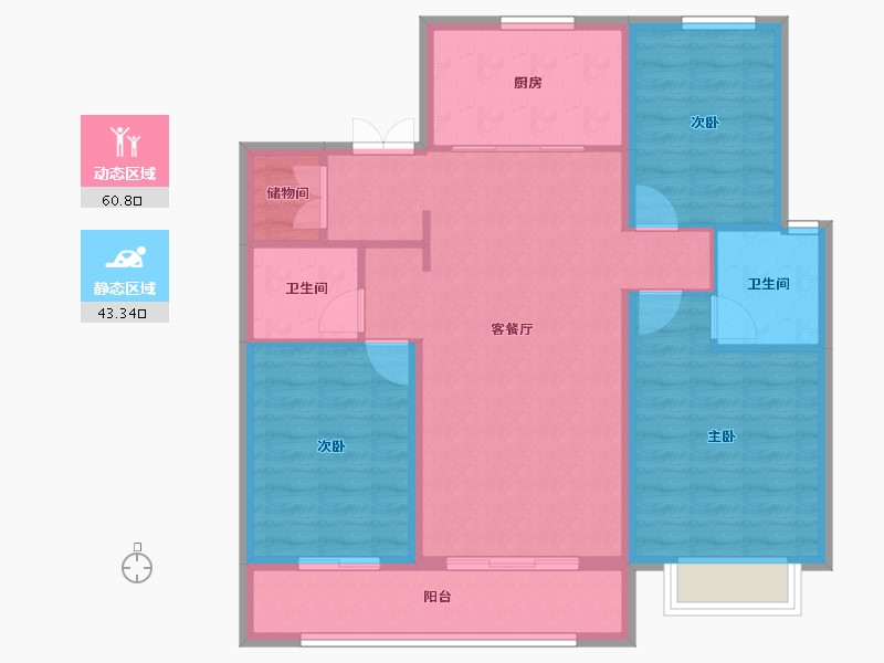 河北省-石家庄市-嘉实万科紫台-93.84-户型库-动静分区