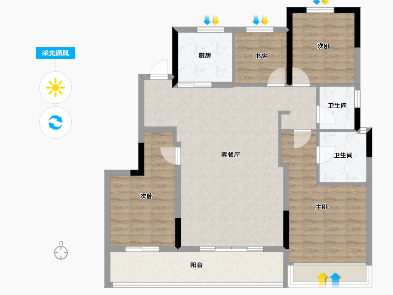 浙江省-绍兴市-黄酒小镇雲树湾-104.74-户型库-采光通风