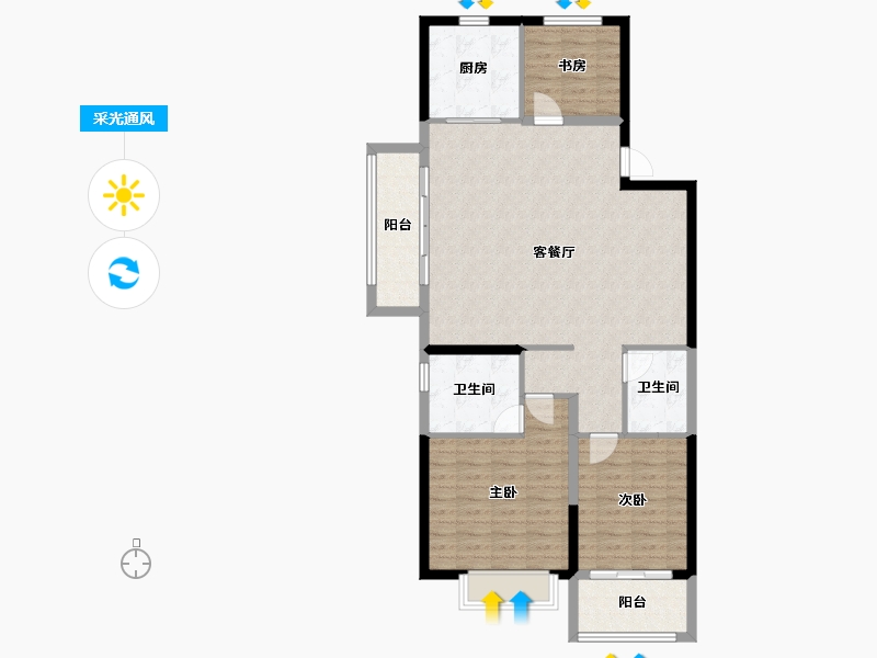 山西省-太原市-华润置地公元九里-104.46-户型库-采光通风