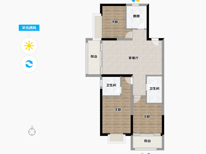 山西省-太原市-华润置地公元九里-94.41-户型库-采光通风