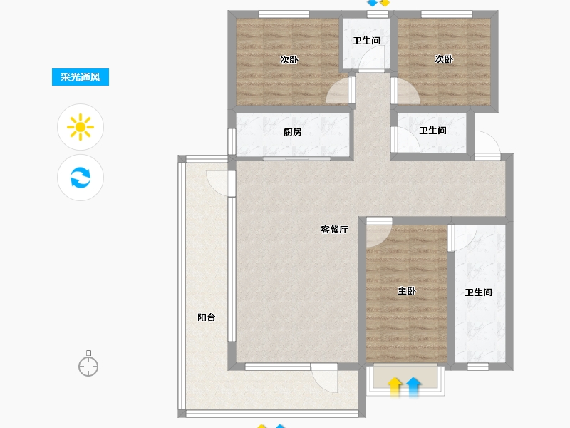 河北省-石家庄市-润江云玺-108.81-户型库-采光通风