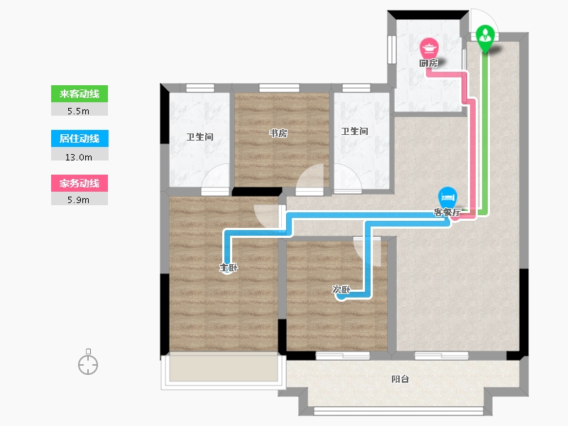 浙江省-绍兴市-黄酒小镇映兰园-84.00-户型库-动静线