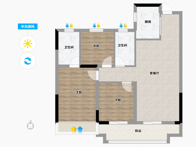 浙江省-绍兴市-黄酒小镇映兰园-84.00-户型库-采光通风