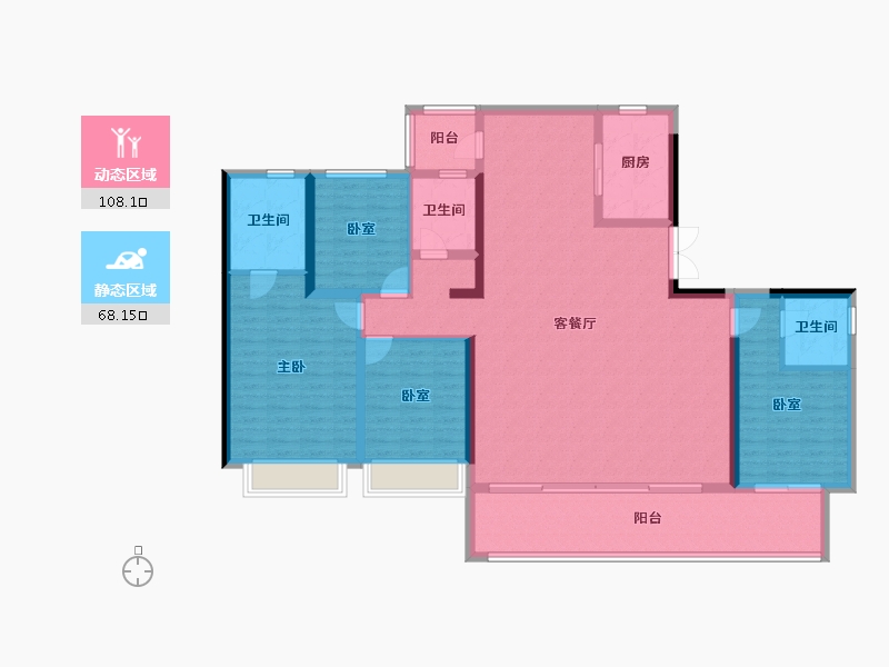 四川省-成都市-禹洲晏山河-160.56-户型库-动静分区