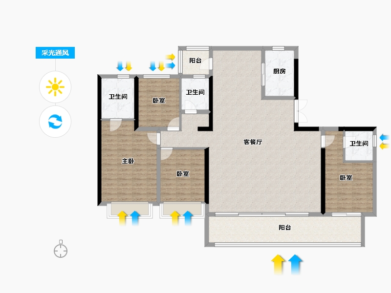 四川省-成都市-禹洲晏山河-160.56-户型库-采光通风