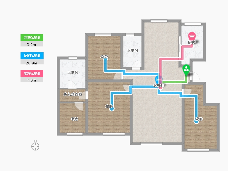 吉林省-长春市-绿地中央墅-126.72-户型库-动静线