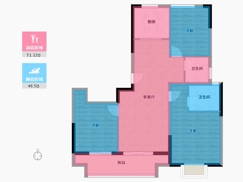 浙江省-金华市-荣安棠樾-87.77-户型库-动静分区