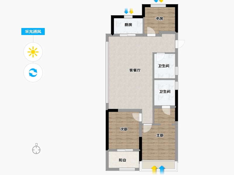 浙江省-绍兴市-黄酒小镇雲树湾-80.80-户型库-采光通风