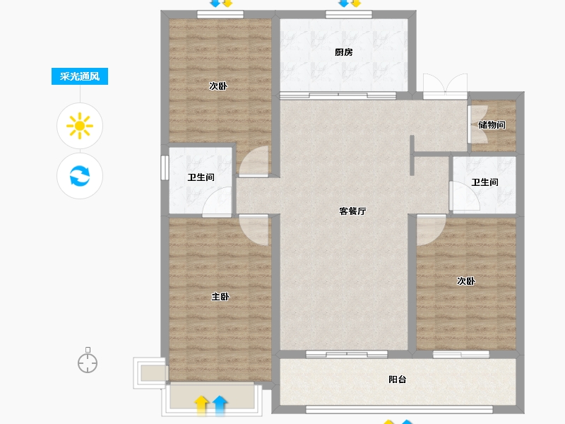 河北省-石家庄市-嘉实万科紫台-110.40-户型库-采光通风