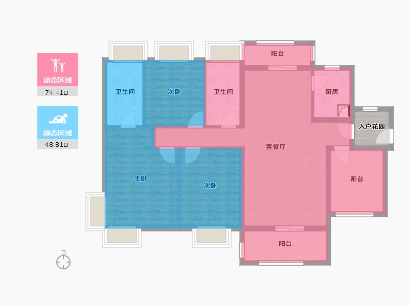 广东省-佛山市-​颐安灏景湾-113.51-户型库-动静分区