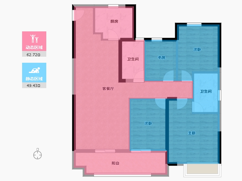 福建省-泉州市-中骏东璟府-100.80-户型库-动静分区