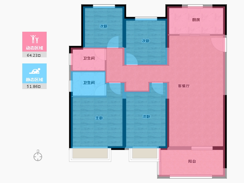 山东省-潍坊市-金大地·天泰城-104.00-户型库-动静分区