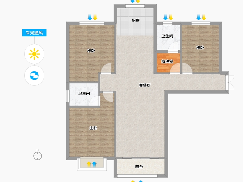 河北省-石家庄市-恒山天泽丰园-102.28-户型库-采光通风