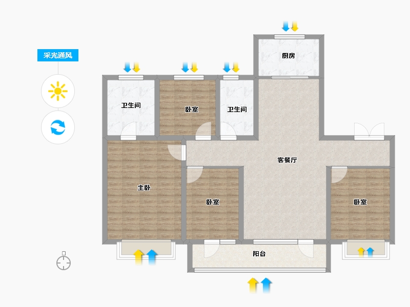 山东省-潍坊市-桃源金茂悦-132.00-户型库-采光通风