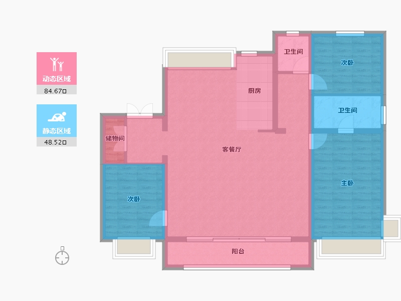 河北省-石家庄市-嘉实万科紫台-121.35-户型库-动静分区