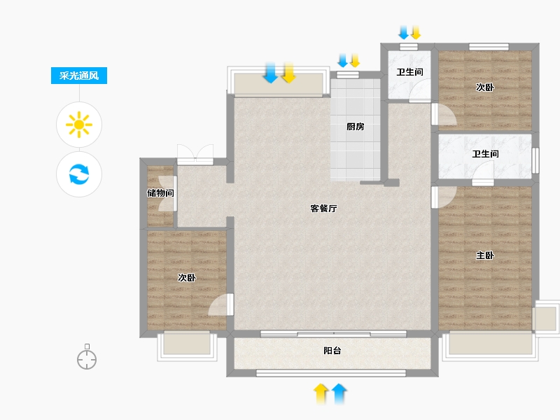 河北省-石家庄市-嘉实万科紫台-121.35-户型库-采光通风