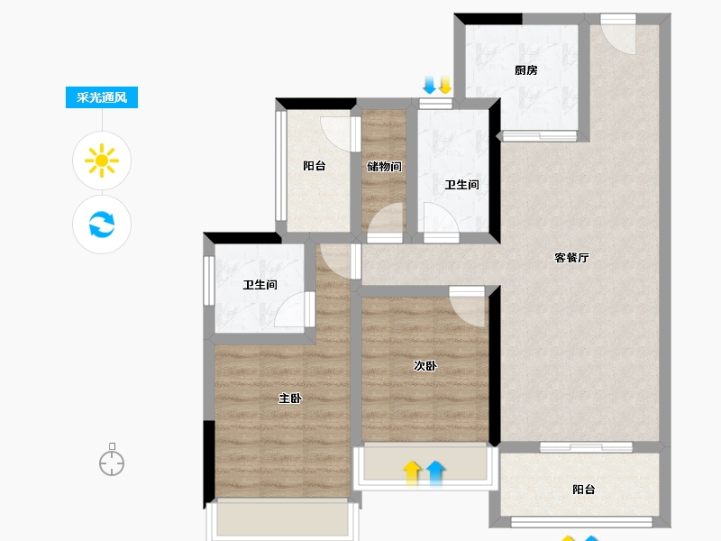 广东省-广州市-​领南星河荣誉-78.94-户型库-采光通风