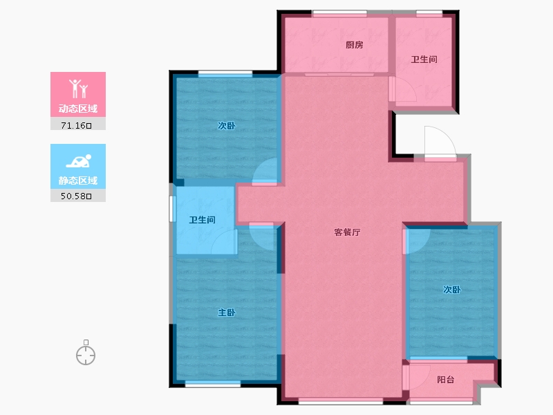 山东省-潍坊市-高创桃源-109.60-户型库-动静分区